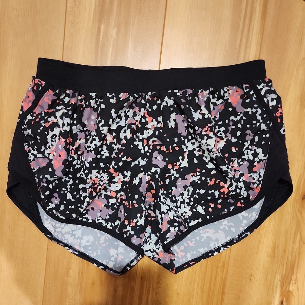 Women's Black and Pink Patterned Shorts